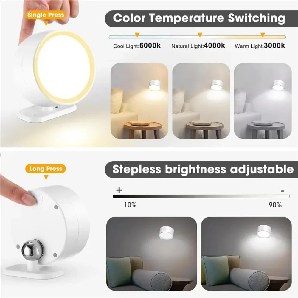 Lampes murales LED avec télécommande, appliques murales magnétiques sans fil, 3 couleurs, variable, rechargeable par USB, pour chambre à coucher, lampe de chevet