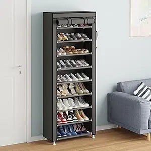 Étagère à chaussures simple avec rangement anti-poussière, armoire à chaussures multi-niveaux, support de rangement pour entrée de dortoir
