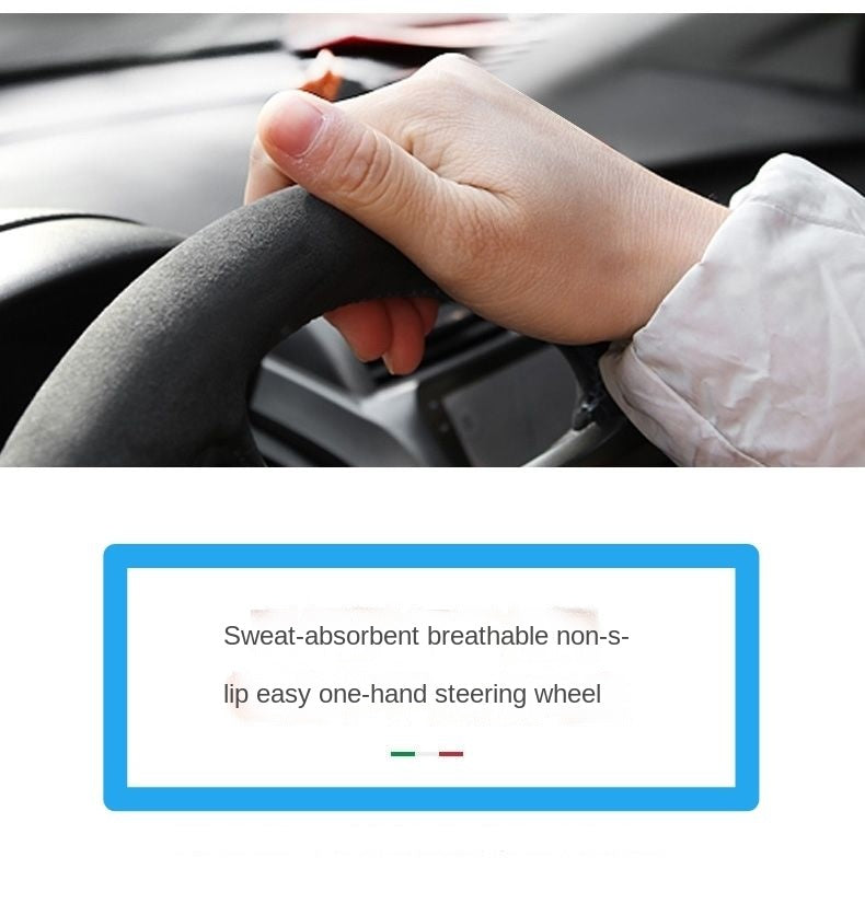 Housse en daim pour toutes les saisons, housse de volant de voiture, Ultra-mince, antidérapante, ronde, respirante, protection de volant automobile