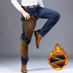 Jeans doublés en polaire réfléchissants pour hommes - Doublure épaisse et chaude, denim durable et bordure réfléchissante, sûrs pour les trajets nocturnes en hiver et décontractés