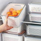 Grand panier de vidange de légumes, boîte spéciale de conservation des fruits, pour ustensiles indispensables, de qualité alimentaire, de cuisine, conteneur de stockage à double couche