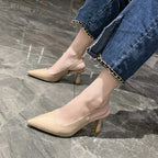 Mode d'été nouveau bout pointu talon aiguille bouche peu profonde respirant PU confortable et élégant chaussures pour femmes sandales Sexy