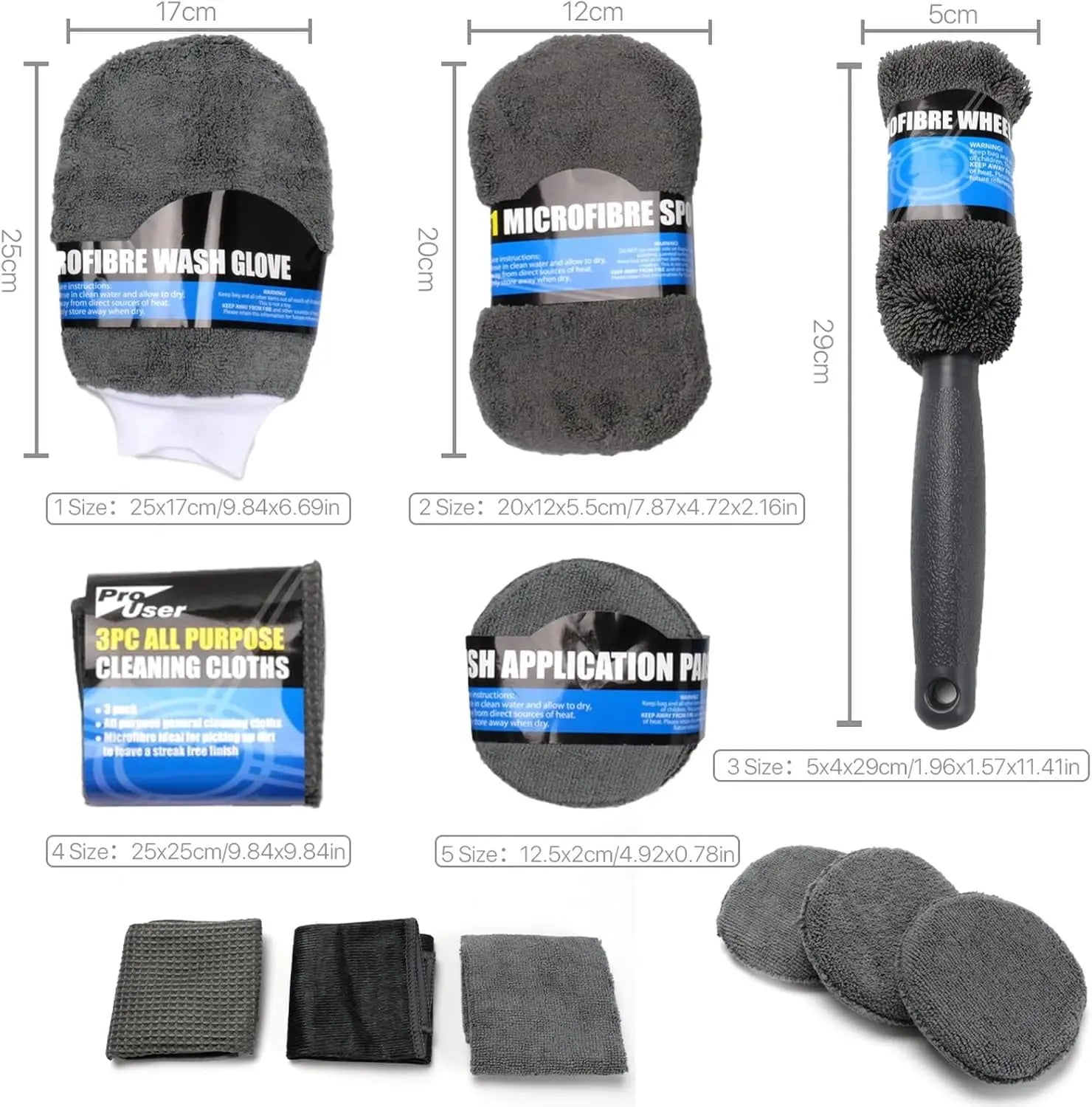 Kit de livres de lavage de voiture en microcarence, ensemble de livres de détail, outils de lavage intérieurs et extérieurs, 9 pièces
