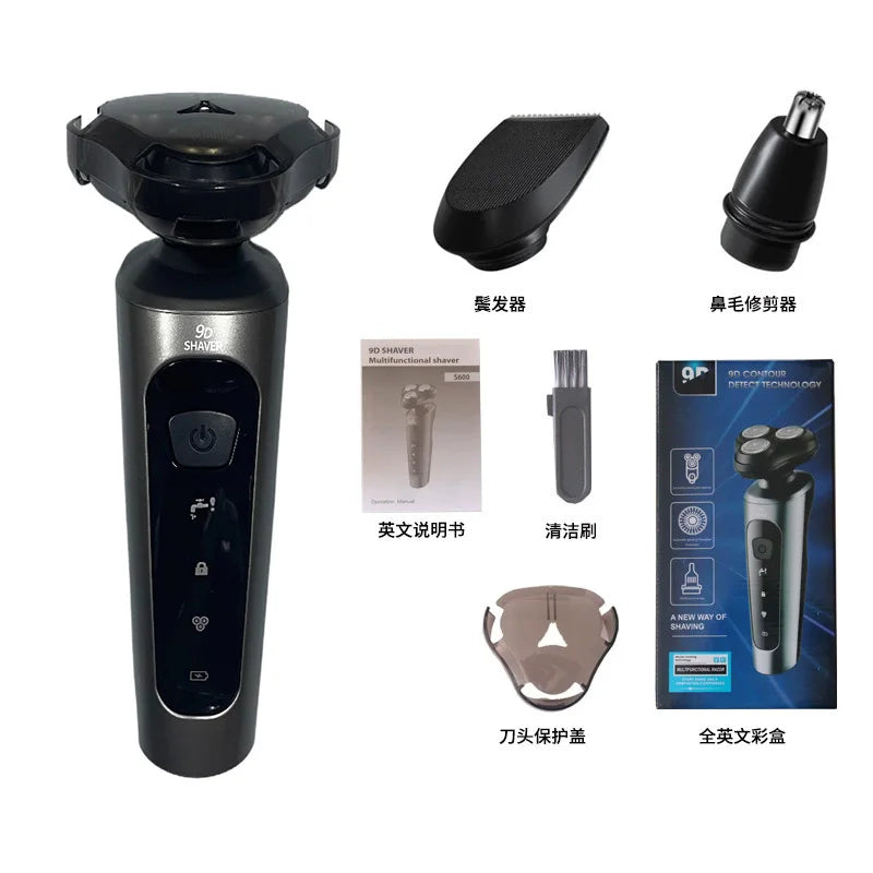 Rasoirs électriques étanches pour hommes, tondeuse électrique, support de rasoir, utilisation à sec, batterie aste, rasoirs à distance, machine de rasage