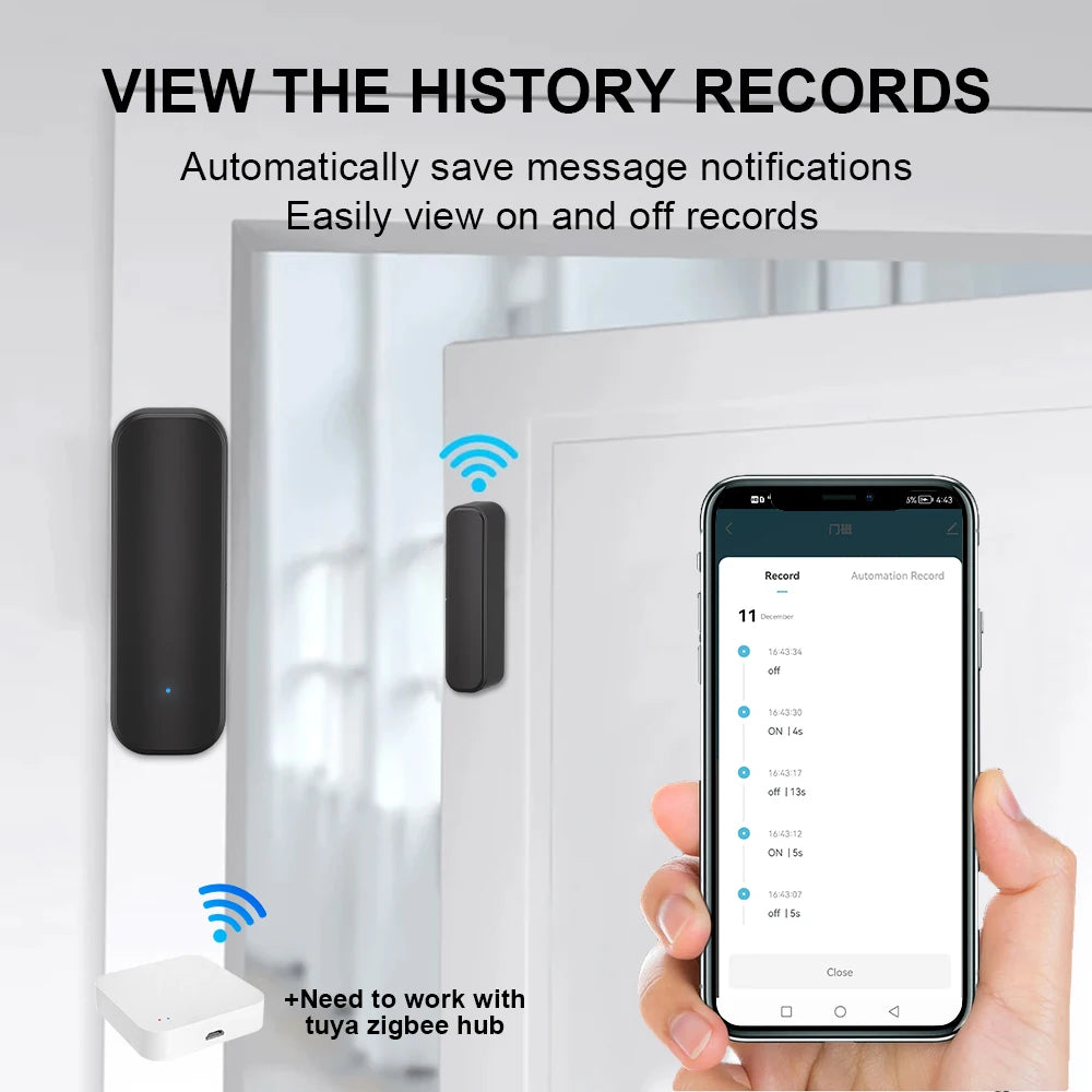 Capteur de porte et de fenêtre Tuya Zigbee, système d'alarme de sécurité pour maison intelligente, application, alarme à distance, commande vocale, noir/blanc