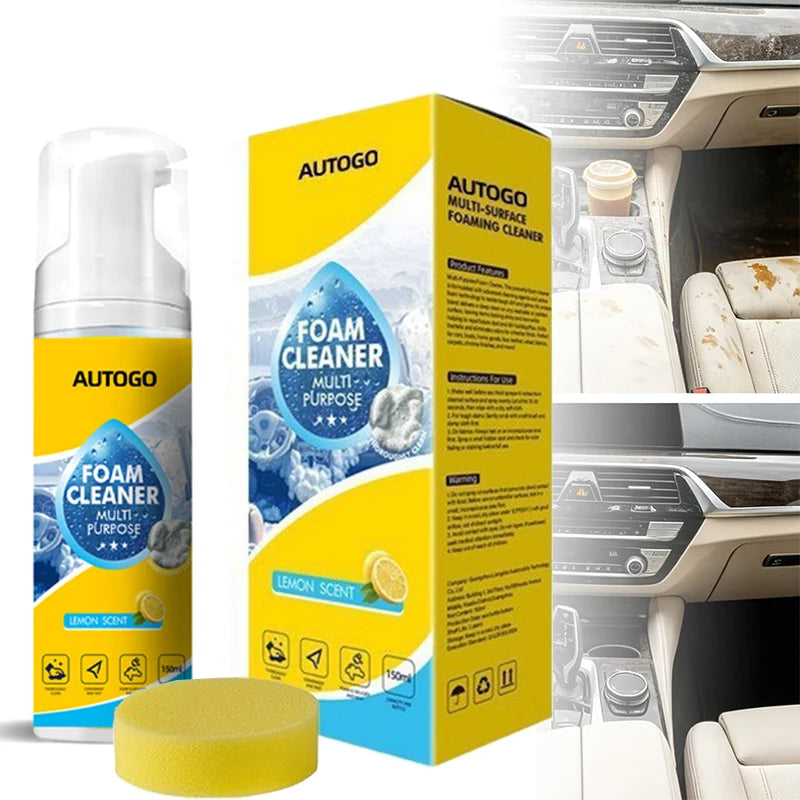 Nettoyant Moussant 150ml pour Intérieur de Voiture, Mousse Nettoyante Sans Rinçage pour Sièges en Cuir et Canapés, Nettoyant Multi-Usages pour Automobile et Maison
