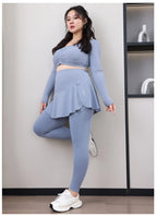 Leggings de Yoga faux deux articles, grande taille, 200lb, avec poches, jupe taille haute en peau de requin, pantalon d'entraînement, collants Slim