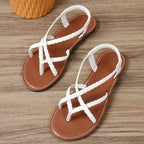 Sandales Creuses Tissées pour Femme, Chaussures de Plage Décontractées, à réinitialisation, pour la Marche, Nouvelle Mode, Été, 2026