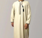 Nouveaux hommes musulmans à manches longues Robe pull Abaya Daffah Jubba Thobe Pakistan saoudien arabe caftan Islam vêtements Robe de prière Afghan
