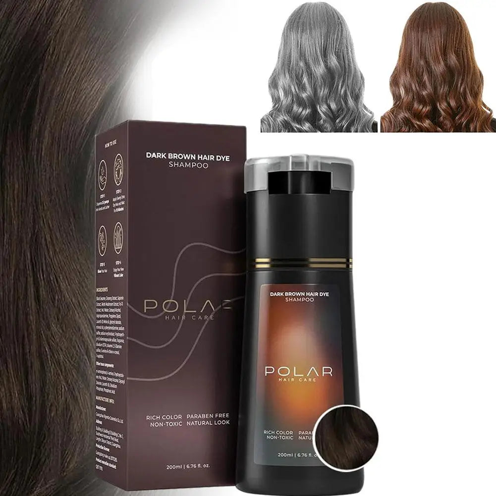Shampoing de teinture capillaire pour cheveux gris pour femmes et hommes, Kit de teinture capillaire naturelle, Semi-permanent, noir, marron, violet, 200ml