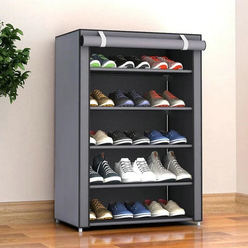 Étagère à chaussures simple avec rangement anti-poussière, armoire à chaussures multi-niveaux, support de rangement pour entrée de dortoir