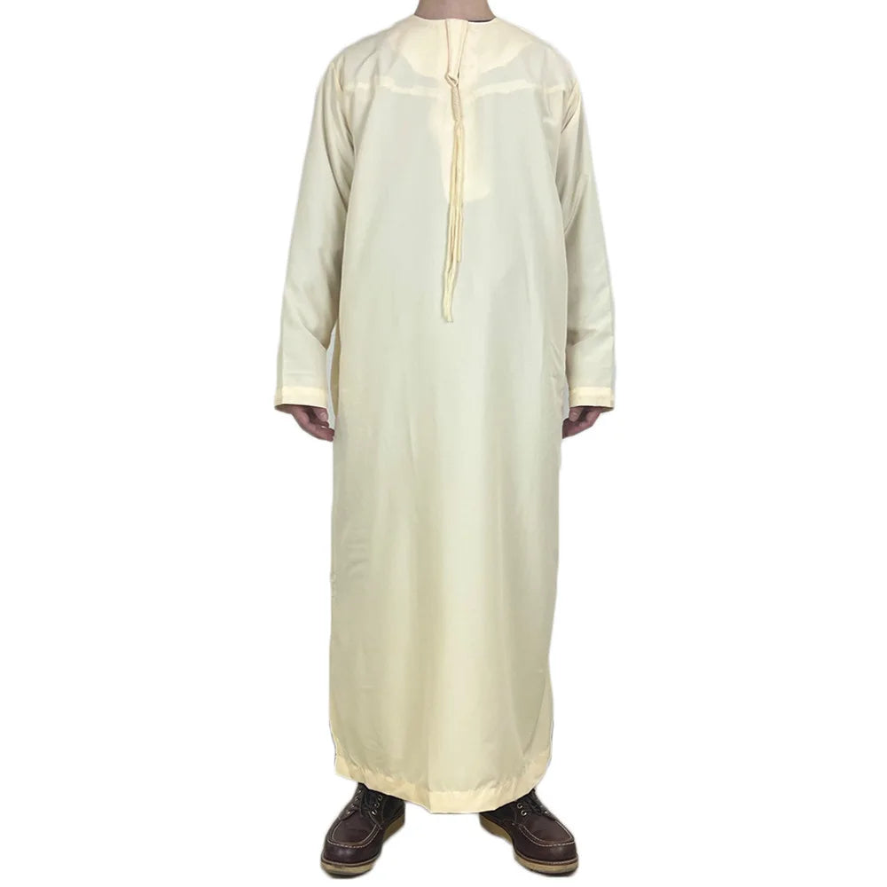 Nouveaux hommes musulmans à manches longues Robe pull Abaya Daffah Jubba Thobe Pakistan saoudien arabe caftan Islam vêtements Robe de prière Afghan