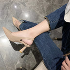 Mode d'été nouveau bout pointu talon aiguille bouche peu profonde respirant PU confortable et élégant chaussures pour femmes sandales Sexy