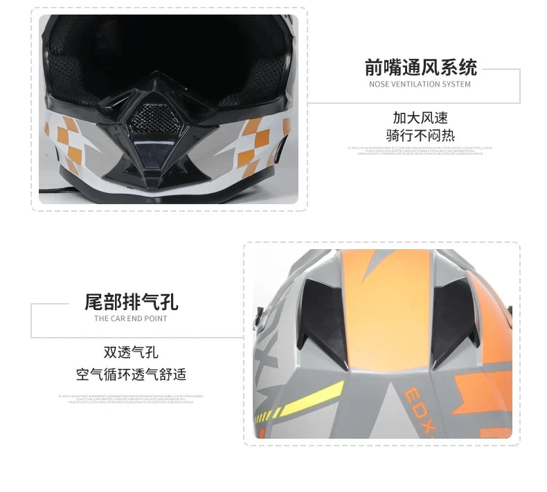 Casque de moto tout-terrain, pour motocross, ATV, dirt bike, pour course de descente, DOT