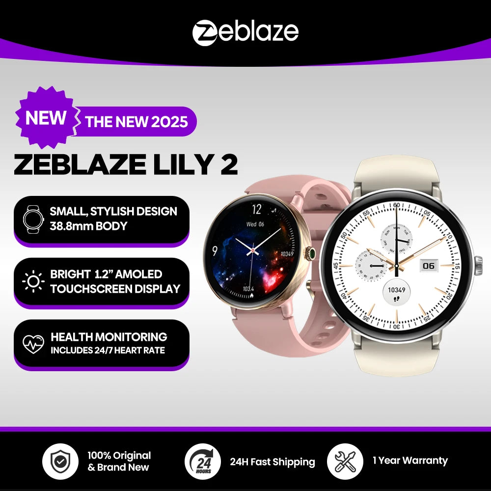 Nouveau 2026 Zeblaze LILY 2 appel vocal femme Smartwatch Double sangle 1.2 "HD AMOLED affichage surveillance de la santé sport montre intelligente