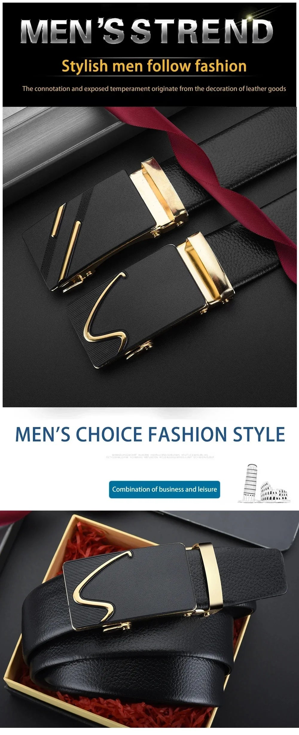Ceinture pour hommes d'affaires de mode véritable marque de luxe ceinture boucle en métal ceinture en cuir PU de haute qualité ceinture souple avec pantalon Cargo jean