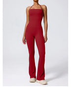 Nouvelle combinaison de yoga sans manches pour femme, salopette évasée de sport à dos nu pour la gym, tenue de sport pour femme