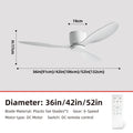 FUMANJIA Ventilateur de plafond CC ultra fin avec télécommande – Silencieux à 6 vitesses, 3 pales ABS, idéal pour les plafonds bas et les espaces minimisés (sans lumière)