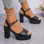 Sandales à talons optiques pour femmes, nouvelle mode d'été, tête ronde, bouche de poisson, plate-forme Parker ouverte, talons hauts non alds