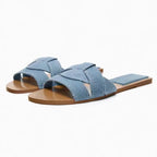 Pantoufles d'Été à la Mode pour Femme, Chaussures d'Extérieur Décontractées, Respirantes, Plates en Forme de T, Souples et Confortables, Sandales à Talons Ouverts