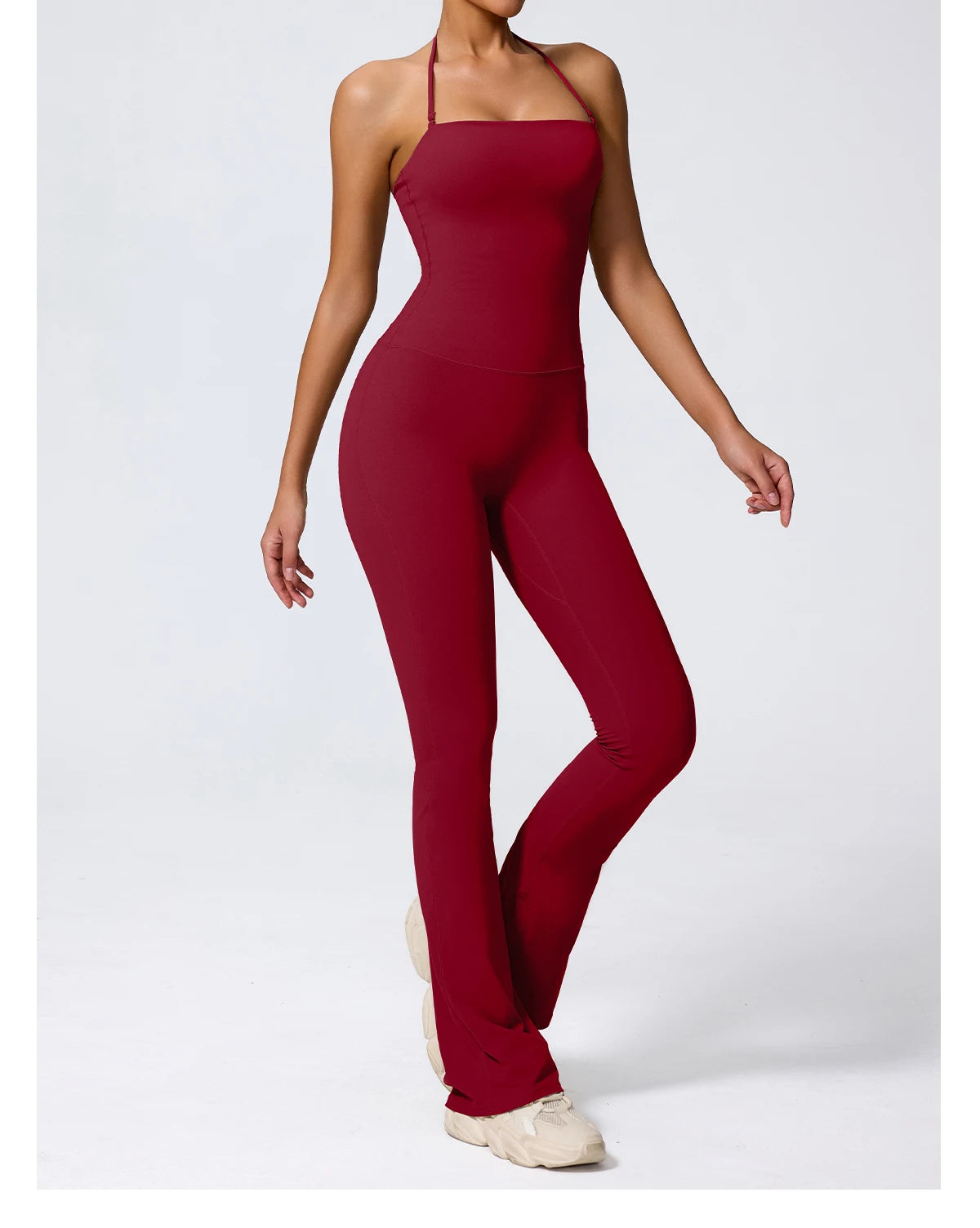Nouvelle combinaison de yoga sans manches pour femme, salopette évasée de sport à dos nu pour la gym, tenue de sport pour femme