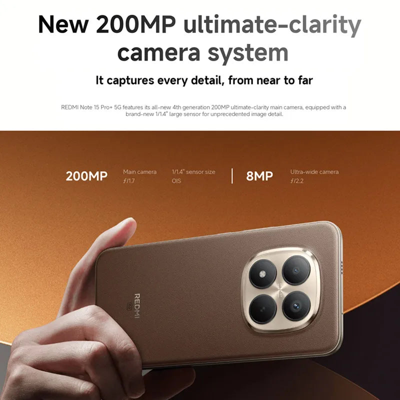 Smartphone Xiaomi Redmi Note 15 Pro Plus 5G, version mondiale, 6500 mAh, 100 W, 8 Go / 12 Go de RAM, NFC, processeur Snapdragon 7s Gen 4, écran AMOLED 6,83 pouces