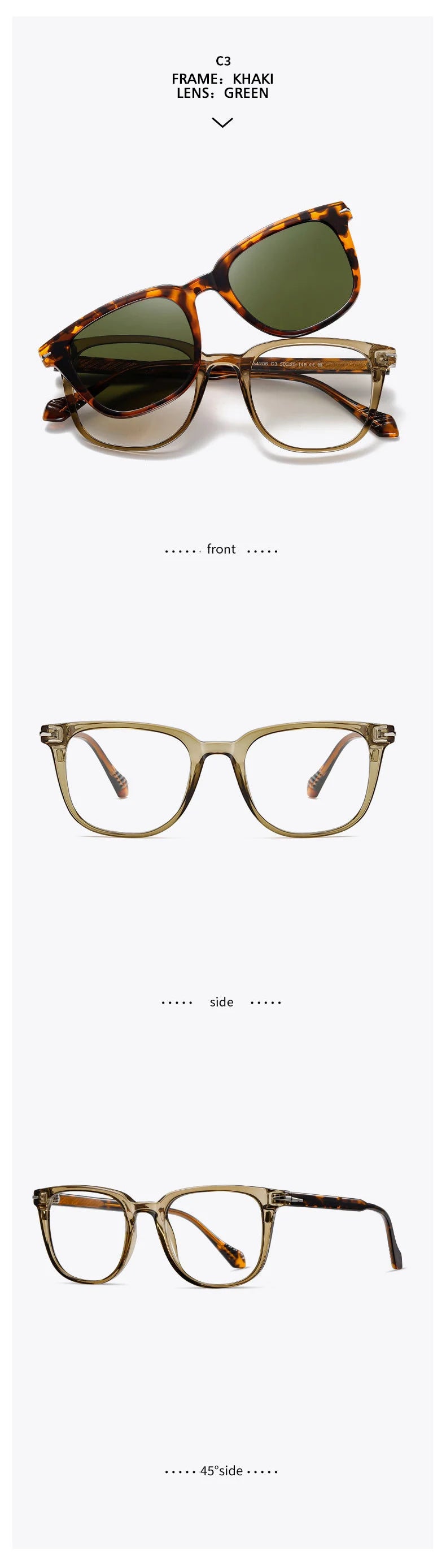 KANSEPT carré hommes lunettes de soleil femmes Lunettes de lecture magnétique Clip-on Lunettes femmes monture de Lunettes Lunettes myopie lentilles