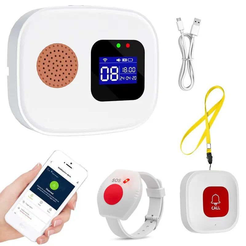 Tuya SOS WiFi sans fil soignant téléavertisseur système de bouton d'appel bouton d'alerte d'urgence pour personnes âgées Patient handicapé personnes âgées intérieur