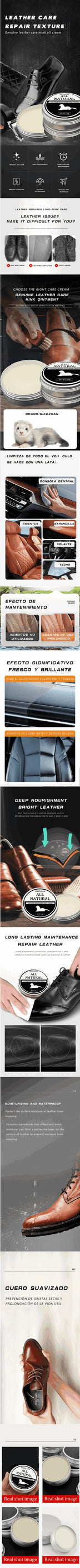 Crème de nettoyage du cuir de voiture, huile d'entretien des sièges, restauration du cuir, huile de vison, crème, canapé en cuir, polissage intérieur de voiture