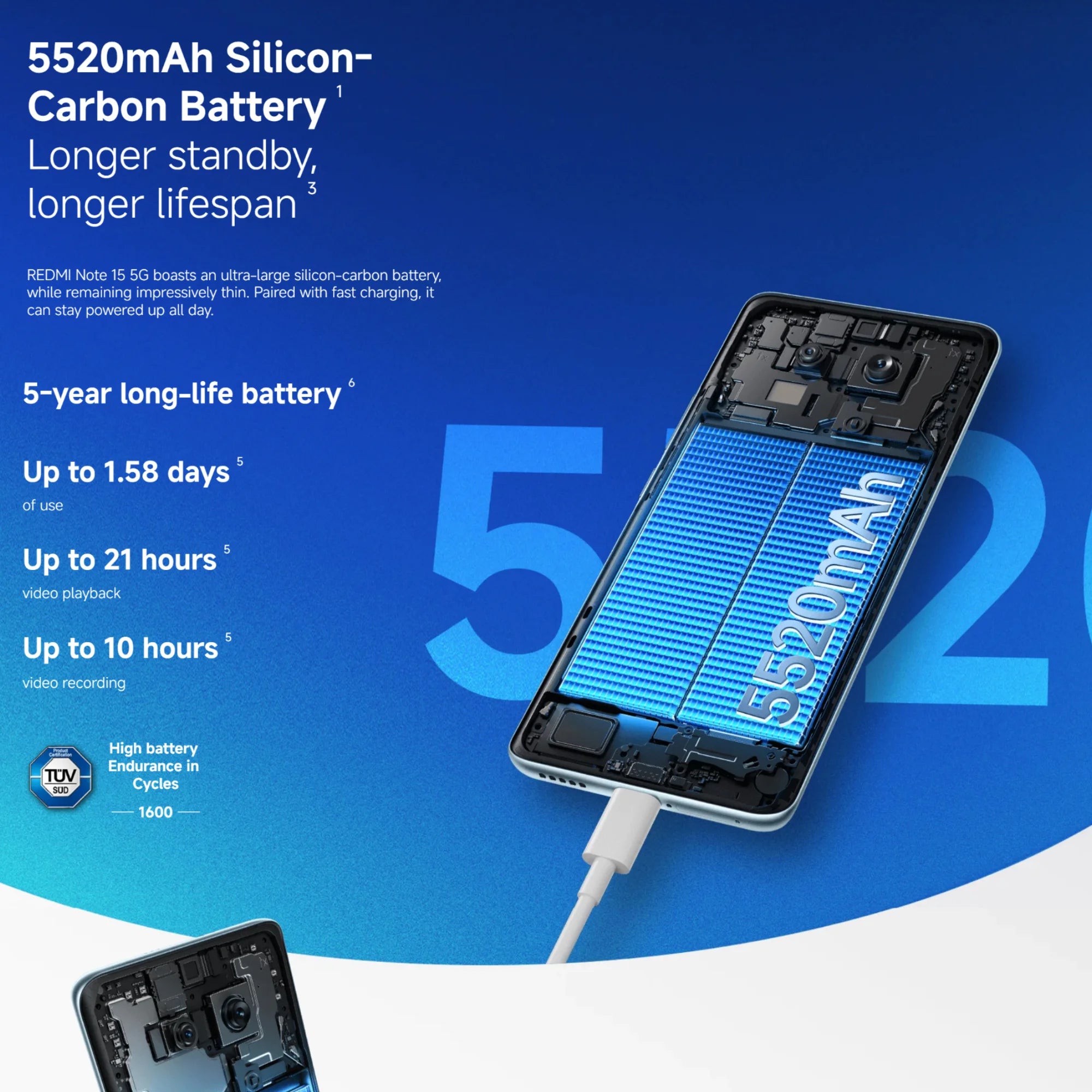 Xiaomi Redmi Note 15 5G 8+256GB Version Globale Snapdragon ®   Plateforme mobile 6 Gen 3, écran 6,77 pouces 120 Hz, appareil photo 108 MP, 5520 mAh, 45 W