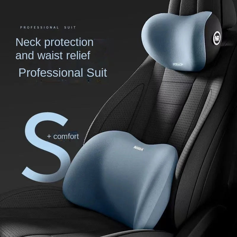 Coussin de siège de voiture ergonomique en mousse à mémoire de forme, adapté à toutes les saisons, appui-tête de voiture confortable, coussin lombaire ou appui-tête ou ensemble