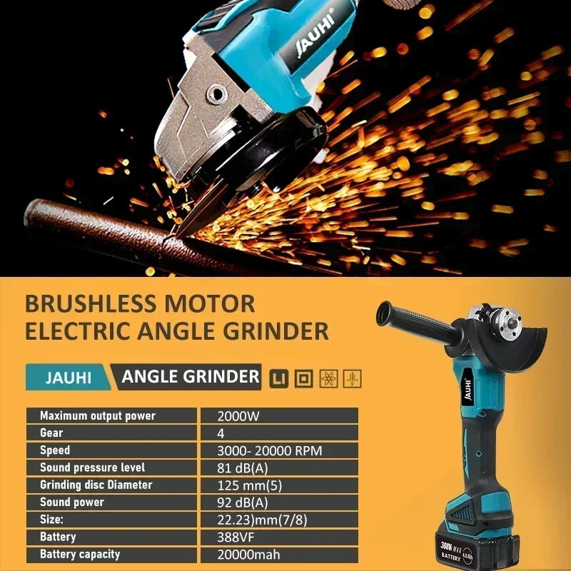Makita – meuleuse d'angle électrique sans fil, 125mm, 20000 tr/min, Rechargeable, 4 vitesses, rectifieuse, Machine de découpe pour batterie 18V