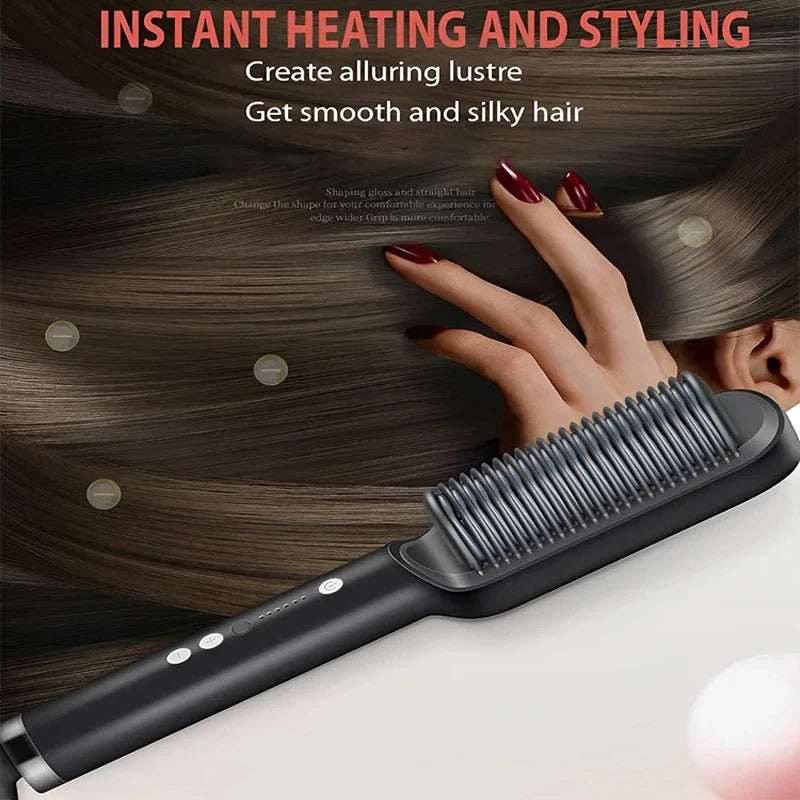 Outils professionnels de coiffure - Appareil de lissage des cheveux pour salons de beauté - Peigne et brosse lissante chauffante pour cheveux