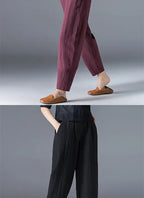 Pantalon à jambes larges en coton pour femme, ample, surdimensionné, couleur unie, sarouel, décontracté, taille élastique, longueur cheville, vêtements pour femmes, été