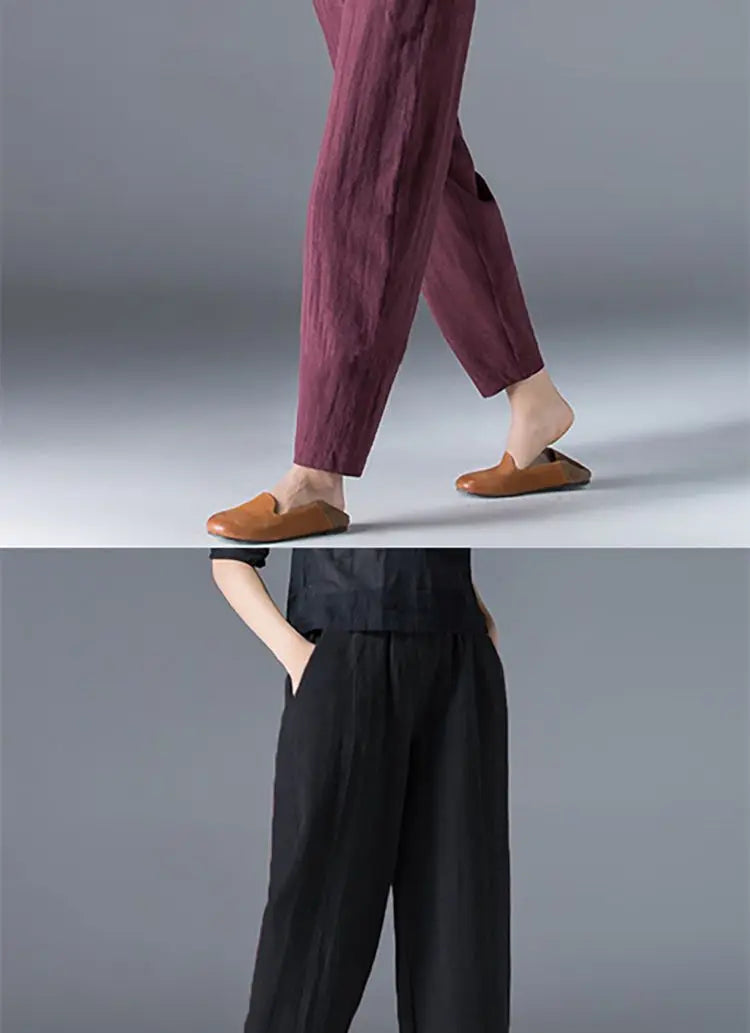 Pantalon à jambes larges en coton pour femme, ample, surdimensionné, couleur unie, sarouel, décontracté, taille élastique, longueur cheville, vêtements pour femmes, été