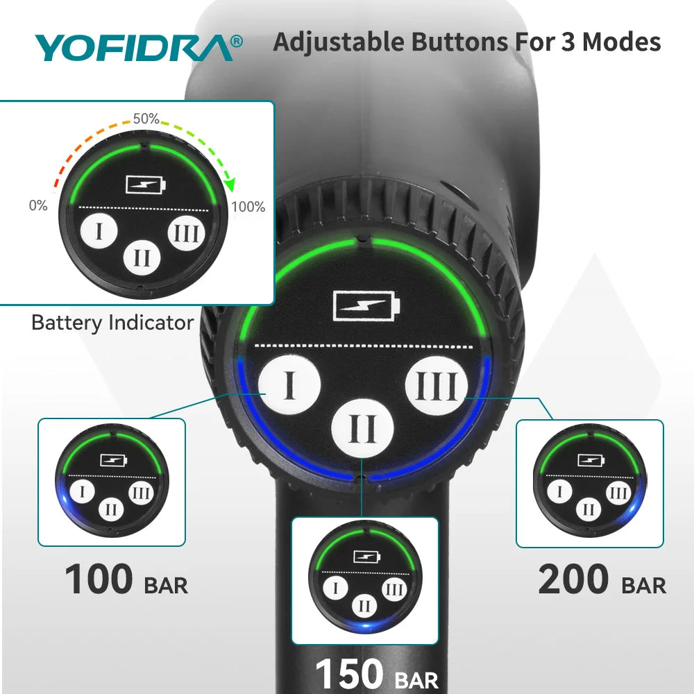 Nettoyeur haute pression sans fil YOFIDRA 6 en 1 200 bars, pistolet à eau pour voiture, nettoyeur domestique, pistolet de lavage pour batterie Makita.