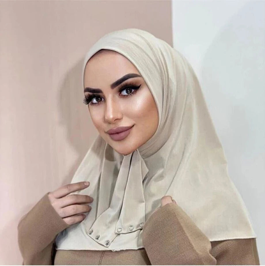 Classique Islam femmes prêt à porter Snap Fastener Hijabs pour femme couverture complète bandeau écharpe Turban casquettes Turbante Mujer