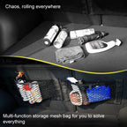 Filet de rangement pour coffre arrière de voiture, filet en maille pour siège, corde élastique, autocollant magique, sac de rangement universel, organisateur de poche pour voiture