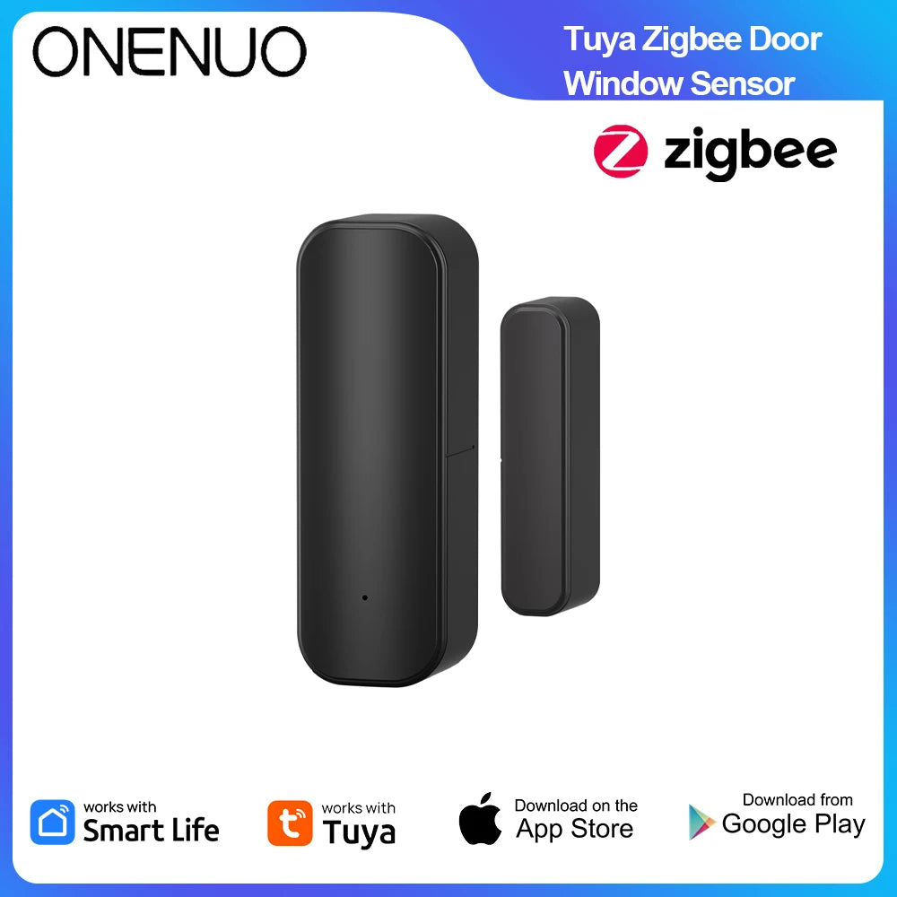 Capteur de porte et de fenêtre Tuya Zigbee, système d'alarme de sécurité pour maison intelligente, application, alarme à distance, commande vocale, noir/blanc