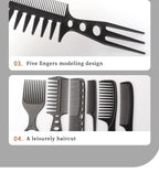 6 pièces nouveau style coiffure hommes femmes Salon de beauté cheveux coiffure brosse noire peignes brosse à cheveux