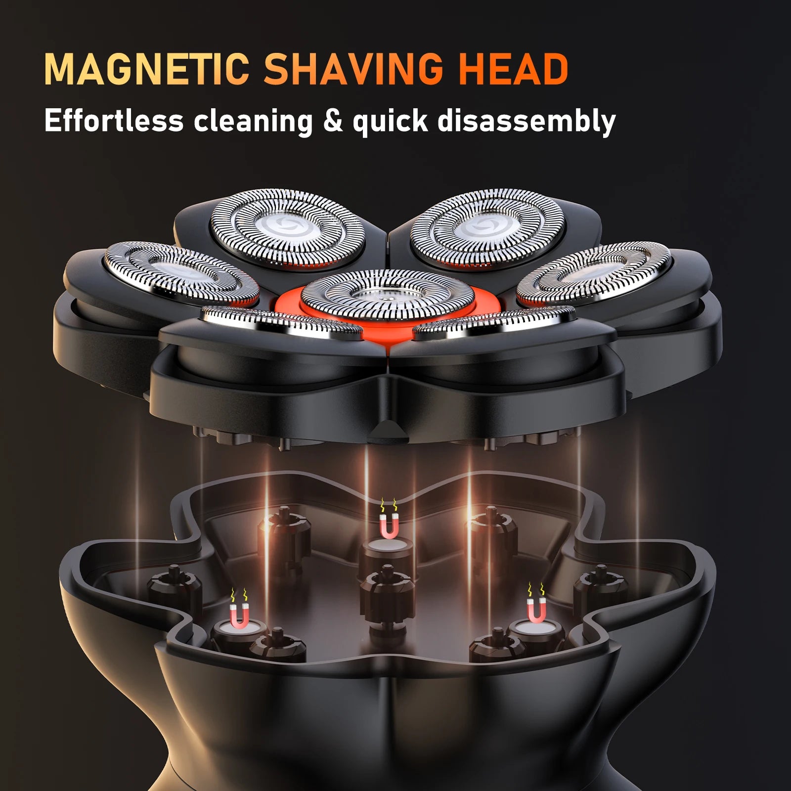 MAXGROOM 7D tête rasoirs pour hommes chauve humide/sec rasoir électrique tondeuse à cheveux USB LED Rechargeable affichage tondeuse à barbe étanche