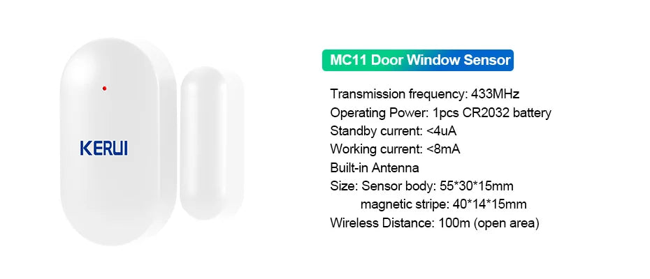 KERUI W181 Kit de système d'alarme WIFI GSM avec capteur de porte/fenêtre pour la sécurité à domicile Support Alexa Tuya application intelligente télécommande