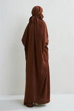 Abaya musulman à capuche manches smockées une pièce Robe de prière femmes Jilbab vêtements islamiques dubaï saoudien Robe noire modestie turque