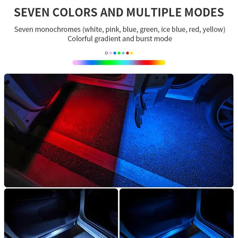 Éclairage ambiant voiture USB Rechargeable porte de voiture lumière bienvenue courtoisie lumière voiture atmosphère avertissement lampes coloré clignotant lumière