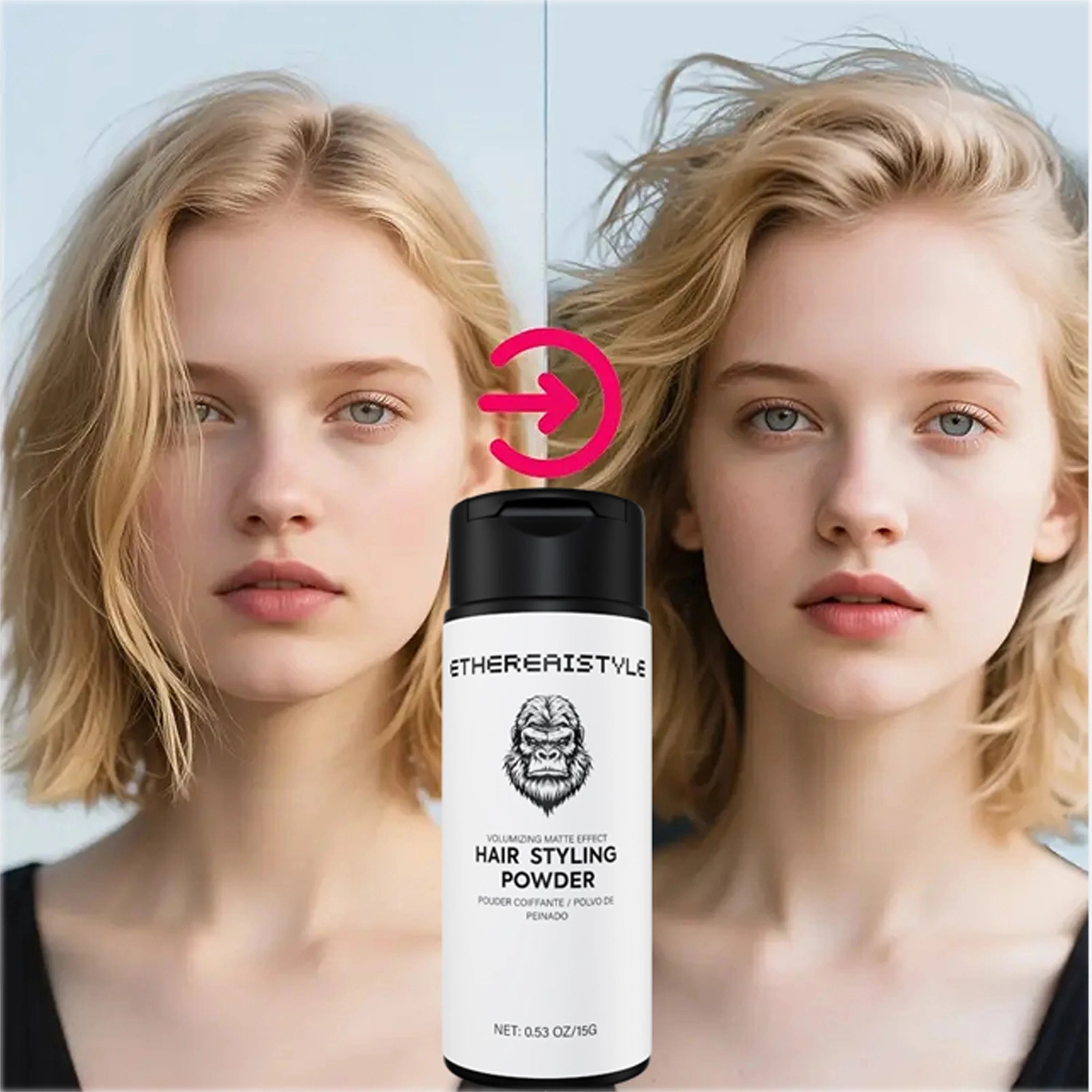 Poudre volumisante et contrôlée pour cheveux – Souleur des racines, fessur longue durée, coiffage toute la journée |   Formule sans huile et contrôle de l'huile pour femme
