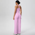2 pièces/ensemble sport Fitness vêtements Yoga ensemble femme dos nu absorbant les chocs course en forme de I gilet mince jambe large pantalon Yoga ensemble