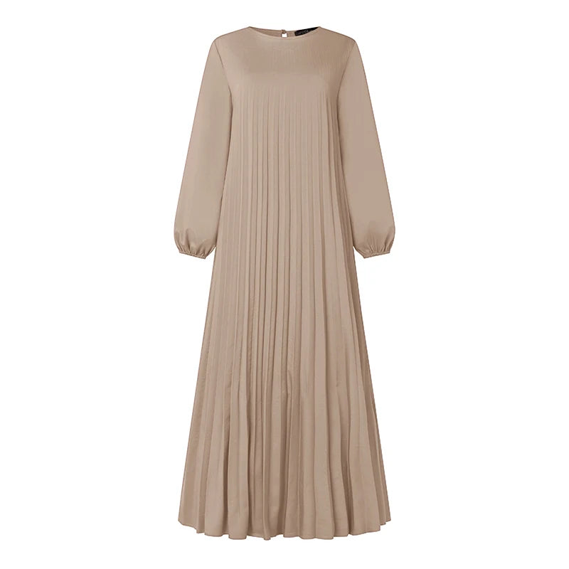 Robe musulmane du Ramadan Abaya ZANZEA, Kaftan décontracté pour femmes, robe longue plissée à manches longues, Hijab, Robe Femme, Vêtements islamiques, Eid Mubarek