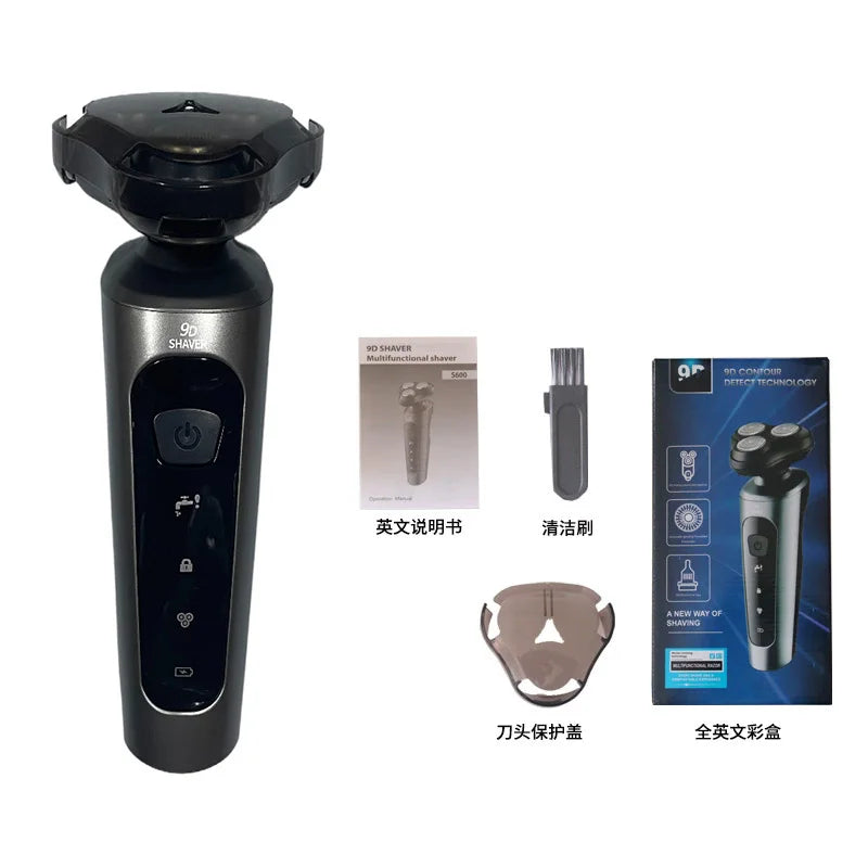 Rasoirs électriques étanches pour hommes, tondeuse électrique, support de rasoir, utilisation à sec, batterie aste, rasoirs à distance, machine de rasage