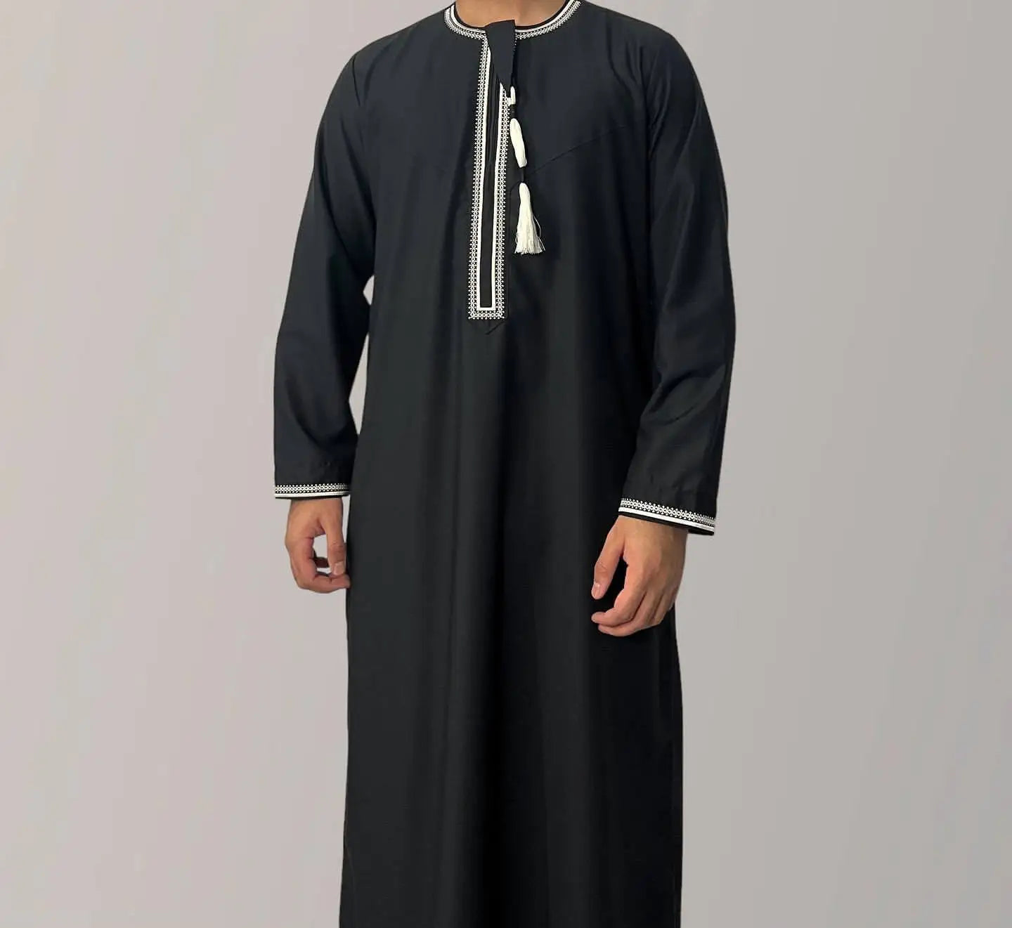 Hommes musulmans à manches longues Robe pull Aman Abaya Jubba Thobe pour hommes saoudien arabe caftan Islam vêtements Rayer Robe Afghan mâle