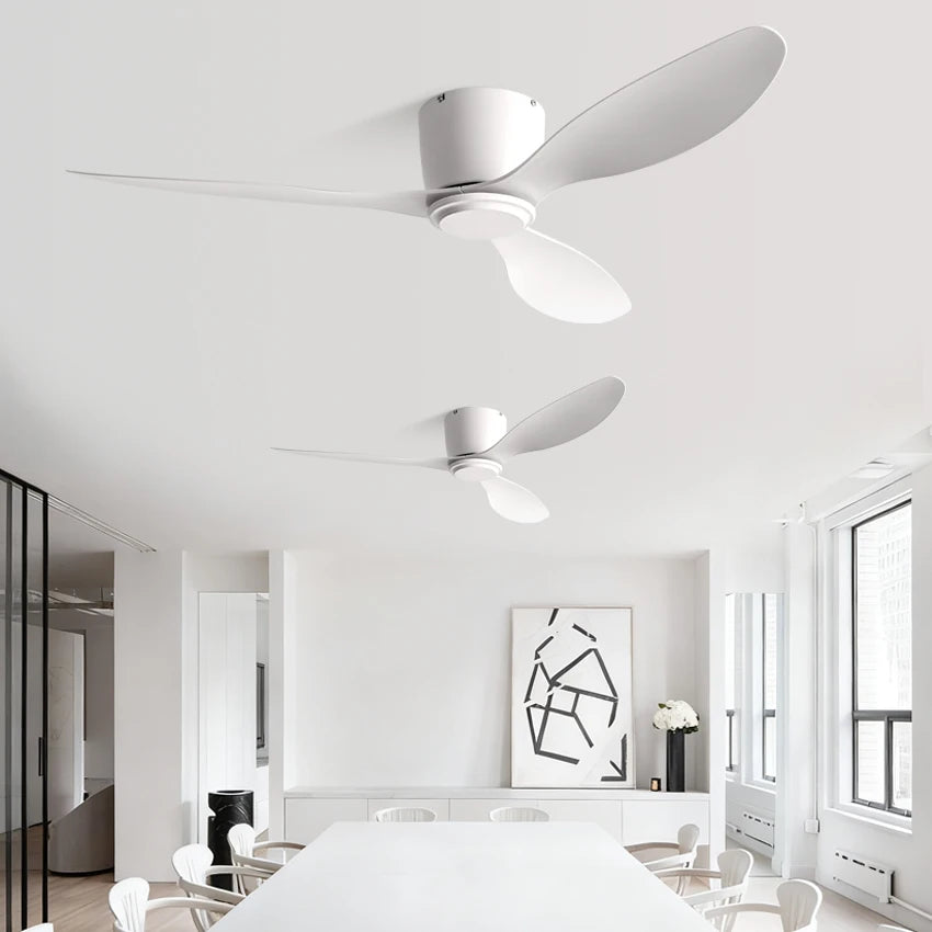 FUMANJIA Ventilateur de plafond CC ultra fin avec télécommande – Silencieux à 6 vitesses, 3 pales ABS, idéal pour les plafonds bas et les espaces minimisés (sans lumière)